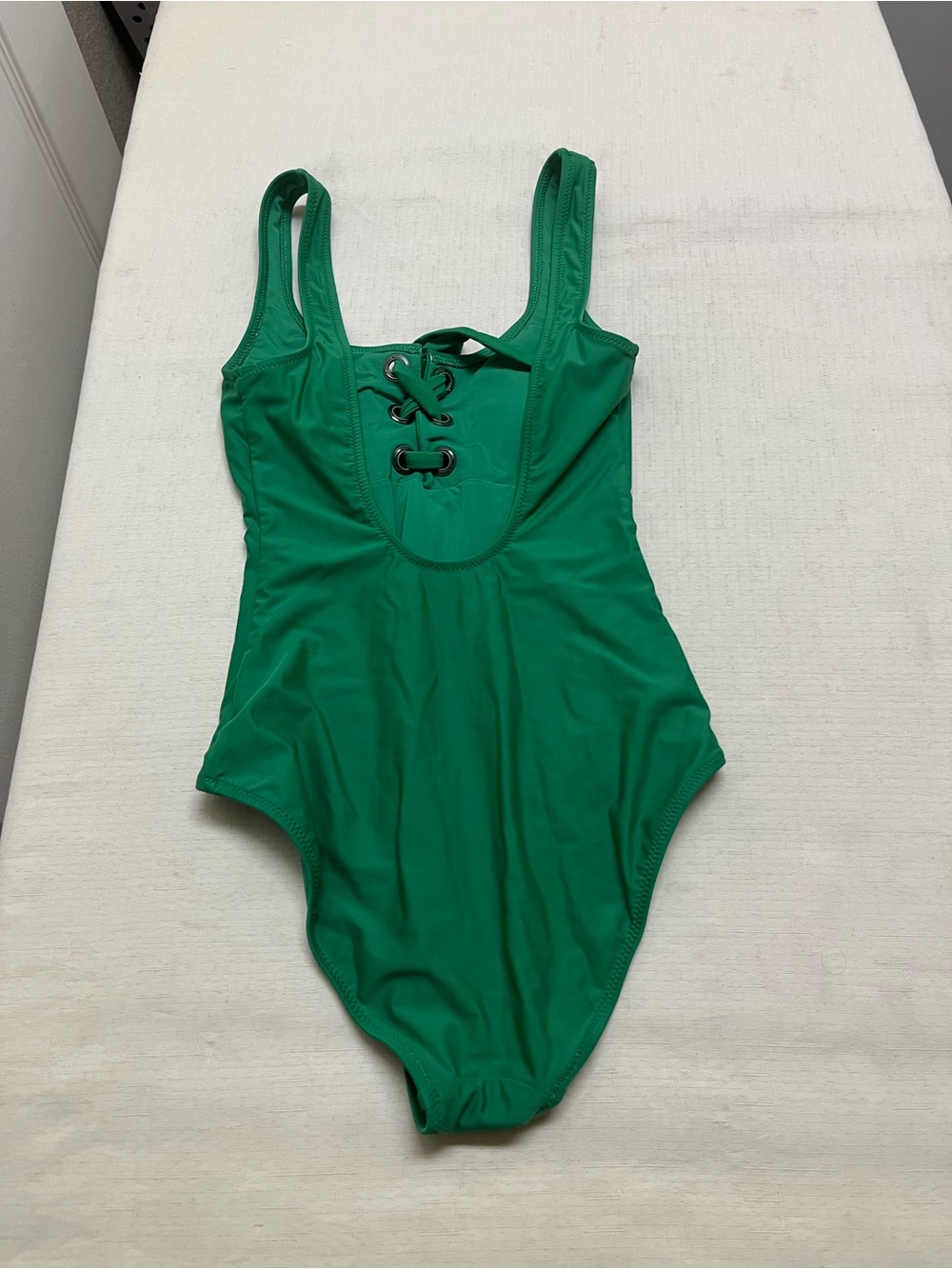 Aerie XS green neck lace up swimsuit - Picture 4 of 11